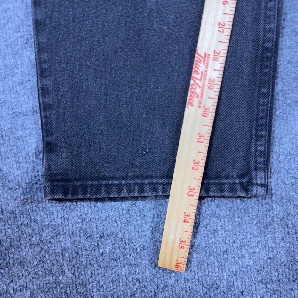 Tommy Hilfiger Vintage Mens Jeans Faded Black Straight Leg Flag Logo Denim 36x34